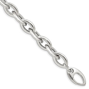 Sterling Silver 10mm Fancy Link Push Clasp Bracelet