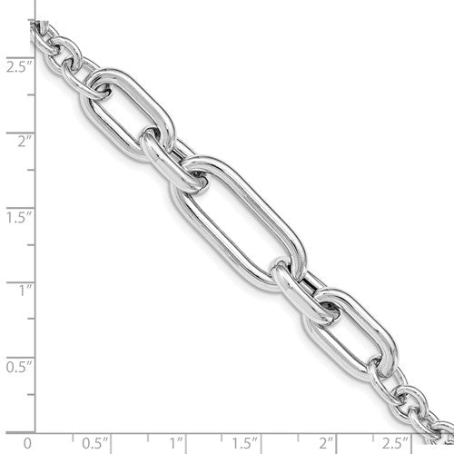 Sterling Silver 11mm Fancy Link Bracelet Modern Contemporary
