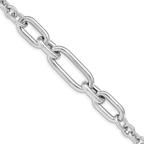 Sterling Silver 11mm Fancy Link Bracelet Modern Contemporary