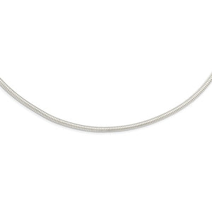 Sterling Silver 4mm Round Cubetto Omega Choker Necklace Pendant Chain