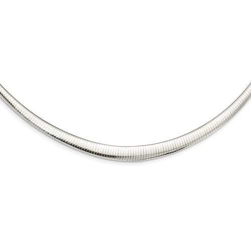 Sterling Silver 3mm to 8mm Graduated Tapered Cubetto Omega Choker Necklace Pendant Chain