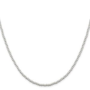 Sterling Silver 3mm Beaded Necklace Pendant Chain