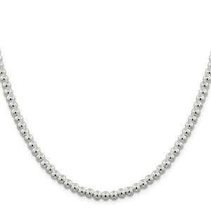 Sterling Silver 5mm Beaded Necklace Pendant Chain