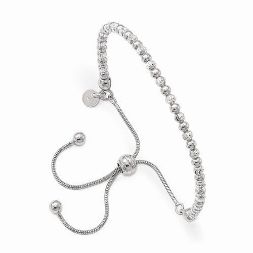 Sterling Silver Diamond Cut Beaded Friendship Bracelet Adjustable