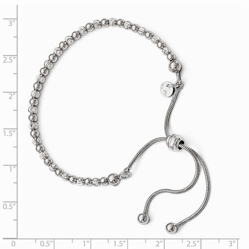 Sterling Silver Diamond Cut Beaded Friendship Bracelet Adjustable