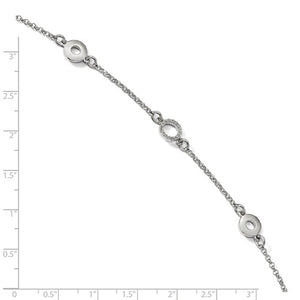 Sterling Silver with CZ Cubic Zirconia Adjustable Anklet