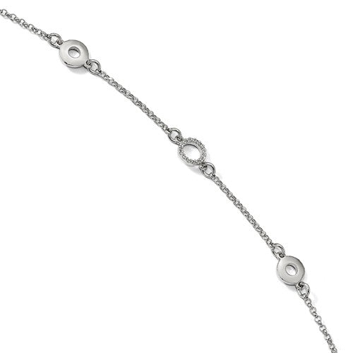 Sterling Silver with CZ Cubic Zirconia Adjustable Anklet