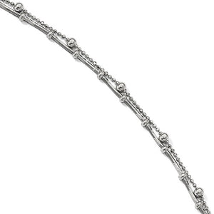 Sterling Silver Double Strand Ball Beaded Adjustable Anklet