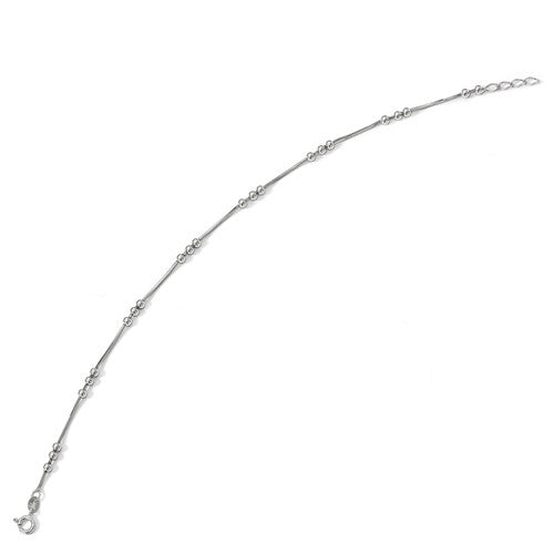 Sterling Silver Beaded Anklet 9 inches with Extender