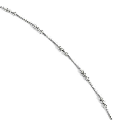 Sterling Silver Beaded Anklet 9 inches with Extender