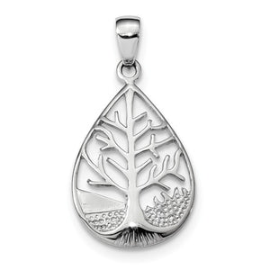 Sterling Silver Tree of Life Teardrop Pendant Charm