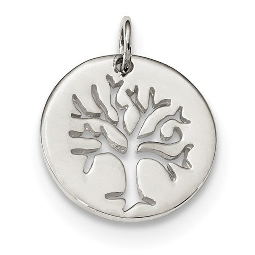 Sterling Silver Tree of Life Round Cut Out Pendant Charm