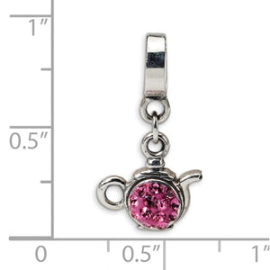 Authentic Reflections Sterling Silver Teapot Swarovski Element Bead Charm