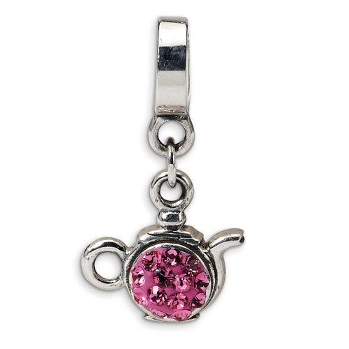 Authentic Reflections Sterling Silver Teapot Swarovski Element Bead Charm
