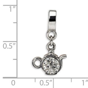 Authentic Reflections Sterling Silver Teapot Clear Swarovski Bead Charm