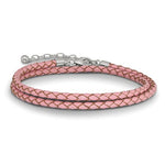 將圖片載入圖庫檢視器 Pink Leather Braided Choker Necklace Bracelet Wrap with Sterling Silver Clasp
