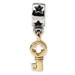 Charger l&#39;image dans la galerie, Authentic Reflections Sterling Silver 14k Yellow Gold Key Stars Bead Charm
