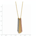 Load image into Gallery viewer, 14k Yellow Rose White Gold Tri Color Fringe Tassel Chains Dangle Necklace
