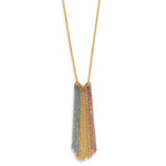 Lataa kuva Galleria-katseluun, 14k Yellow Rose White Gold Tri Color Fringe Tassel Chains Dangle Necklace
