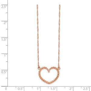 14k Rose Gold Heart Necklace 17 inches