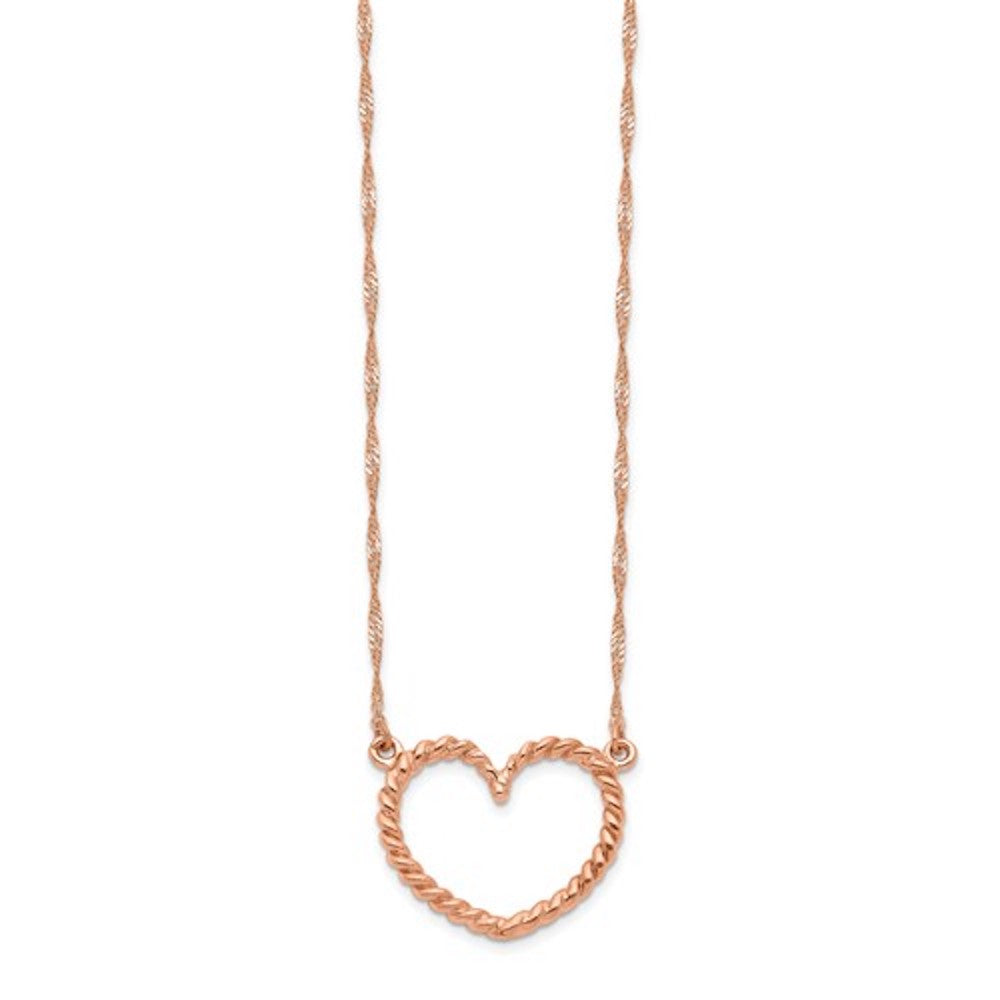14k Rose Gold Heart Necklace 17 inches