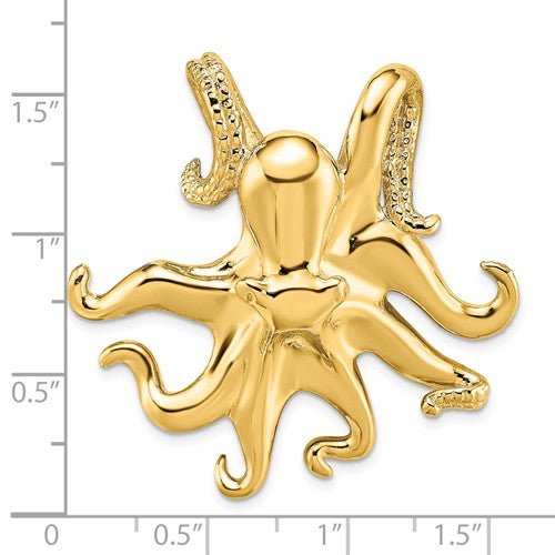 14k Yellow Gold Octopus Chain Slide Pendant Charm