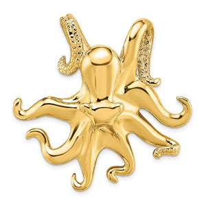 14k Yellow Gold Octopus Chain Slide Pendant Charm