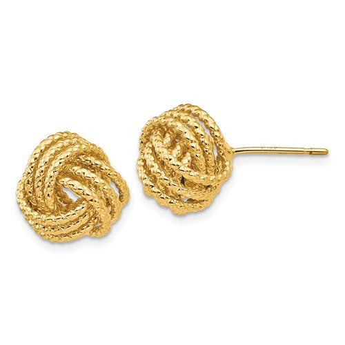 14k Yellow Gold Love Knot Stud Post Earrings