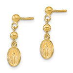 Kép betöltése a galériamegjelenítőbe: 14k Yellow Gold Blessed Virgin Mary Miraculous Medal Dangle Earrings

