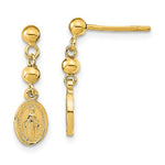 Indlæs billede til gallerivisning 14k Yellow Gold Blessed Virgin Mary Miraculous Medal Dangle Earrings
