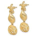 Afbeelding in Gallery-weergave laden, 14k Yellow Gold Sand Dollar Starfish Clam Scallop Shell Dangle Earrings
