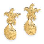 이미지를 갤러리 뷰어에 로드 , 14k Yellow Gold Seashell Starfish Clam Scallop Shell Dangle Earrings
