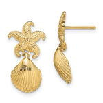 Load image into Gallery viewer, 14k Yellow Gold Seashell Starfish Clam Scallop Shell Dangle Earrings
