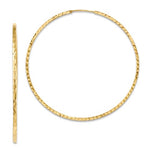 Lataa kuva Galleria-katseluun, 14k Yellow Gold 54mm x 1.35mm Diamond Cut Round Endless Hoop Earrings
