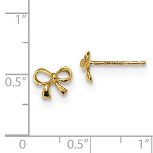 14k Yellow Gold Ribbon Bow Stud Post Earrings