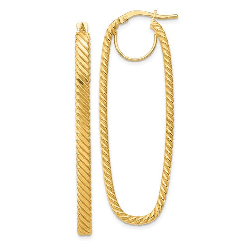 14k Yellow Gold 51mm x 17mm x 4mm Oval Cascade Hoop Earrings