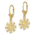 Lataa kuva Galleria-katseluun, 14k Yellow Gold Snowflake Leverback Dangle Earrings
