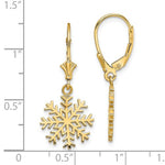 Carica l&#39;immagine nel visualizzatore di Gallery, 14k Yellow Gold Snowflake Leverback Dangle Earrings

