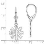 Load image into Gallery viewer, 14k White Gold Snowflake Leverback Dangle Earrings
