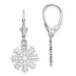 Load image into Gallery viewer, 14k White Gold Snowflake Leverback Dangle Earrings
