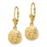 Afbeelding in Gallery-weergave laden, 14k Yellow Gold Sand Dollar Starfish Leverback Dangle Earrings
