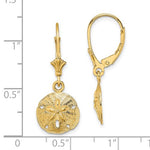Lataa kuva Galleria-katseluun, 14k Yellow Gold Sand Dollar Starfish Leverback Dangle Earrings
