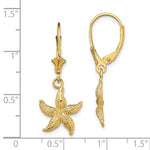 Kép betöltése a galériamegjelenítőbe: 14k Yellow Gold Starfish Leverback Dangle Earrings
