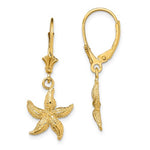 Lataa kuva Galleria-katseluun, 14k Yellow Gold Starfish Leverback Dangle Earrings
