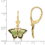 Ladda upp bild till gallerivisning, 14k Yellow Gold Enamel Butterfly Leverback Dangle Earrings
