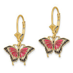 Carregar imagem no visualizador da galeria, 14k Yellow Gold Enamel Butterfly Leverback Dangle Earrings
