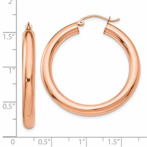 14K Rose Gold 35mm x 4mm Classic Round Hoop Earrings