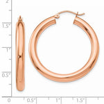 Загрузить изображение в средство просмотра галереи, 14K Rose Gold 35mm x 4mm Classic Round Hoop Earrings
