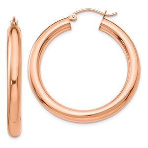 14K Rose Gold 35mm x 4mm Classic Round Hoop Earrings