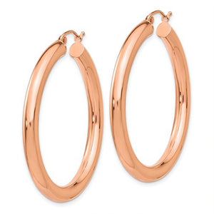 14K Rose Gold 40mm x 4mm Classic Round Hoop Earrings
